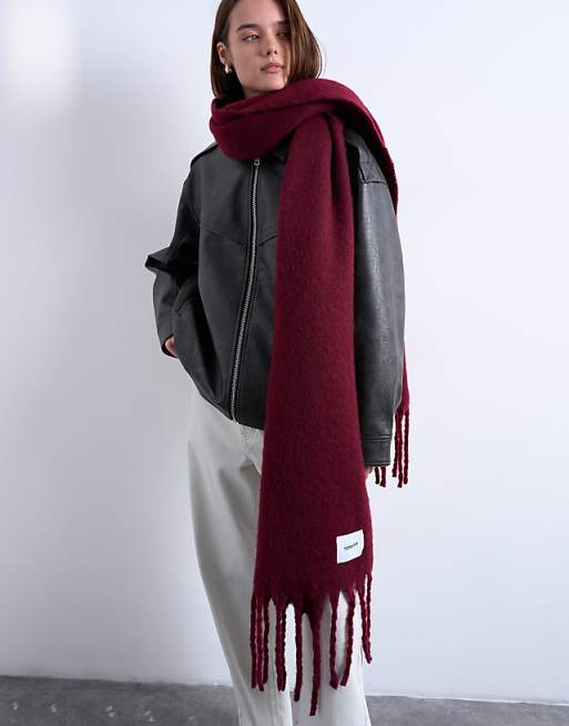 Topshop Sydney blanket scarf in burgundy