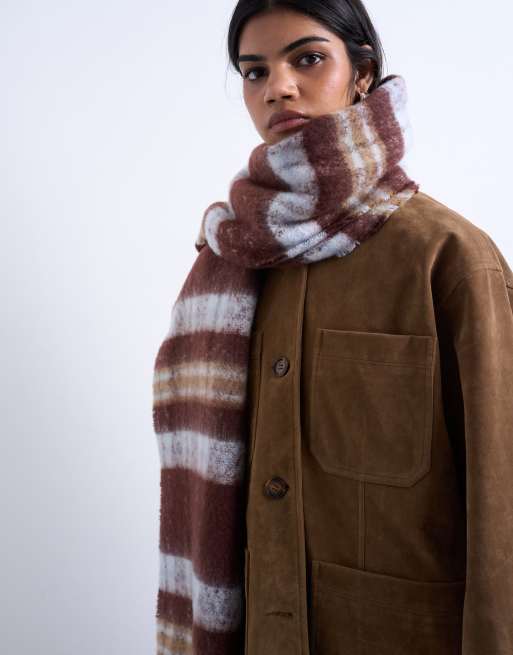 Topshop Sydney Blanket Scarf In Choc Check