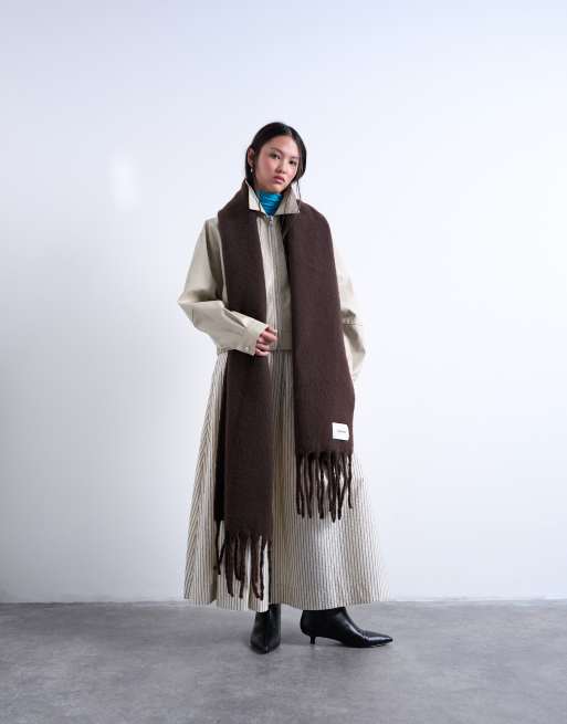 Topshop Sydney Blanket Scarf In Chocolate
