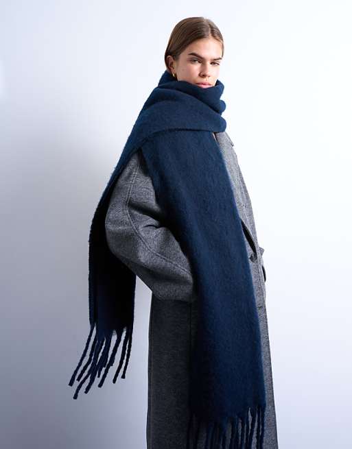 Topshop Sydney blanket scarf in navy