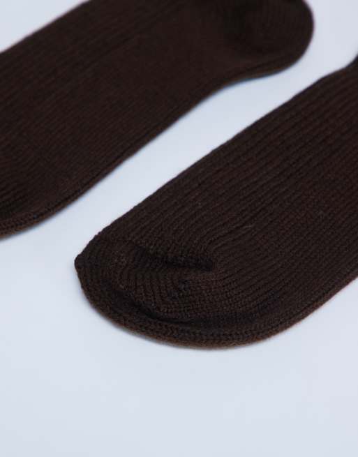 Topshop Tot Ribbed Cosy Boot Sock In Chocolate