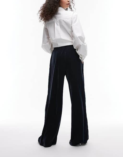 Topshop Velvet Tie Waist Jogger In Slate