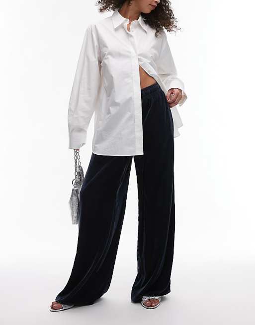 Topshop velvet tie waist jogger in slate