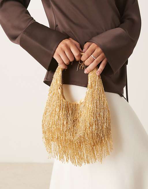 True Decadence beaded grab bag in gold