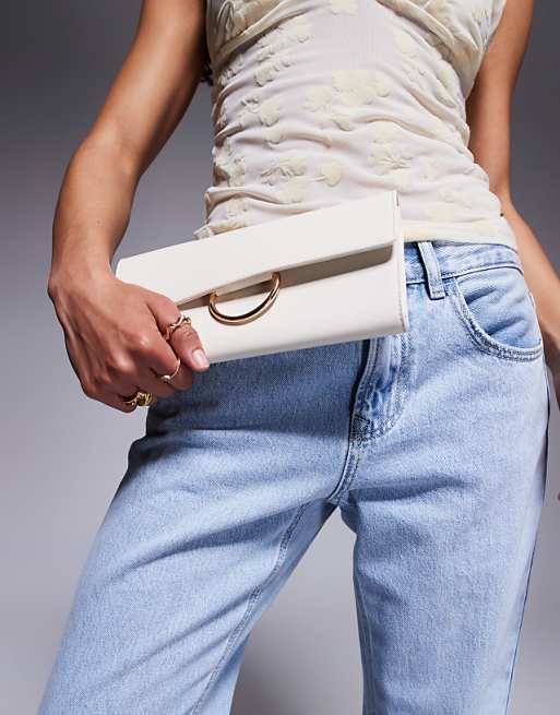 True Decadence minimal PU clutch bag in ivory
