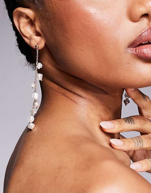 True Decadence pearl waterfall earrings in gold