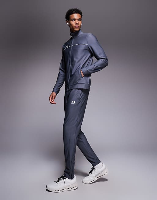 Under Armour Challenger Tracksuit In Castlerock Grey And White
