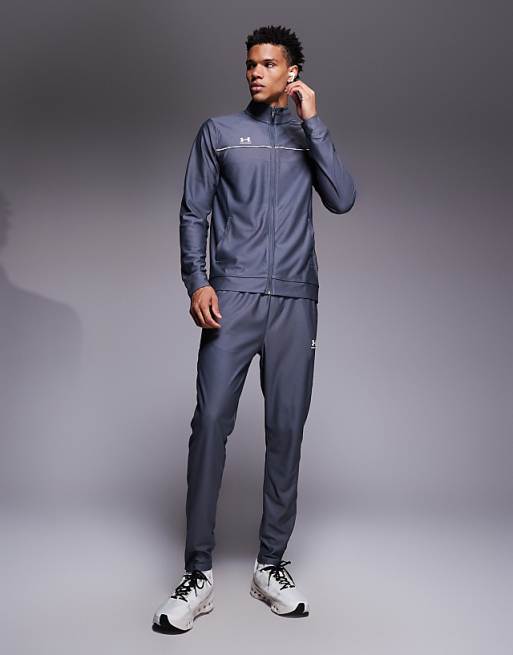 Under Armour Challenger tracksuit in castlerock grey and white