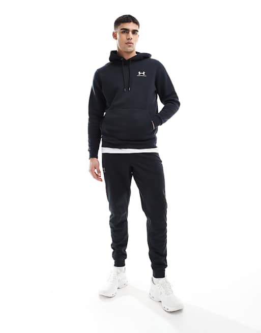 Under Armour Co-ord Essential Fleece Hoodie In Black