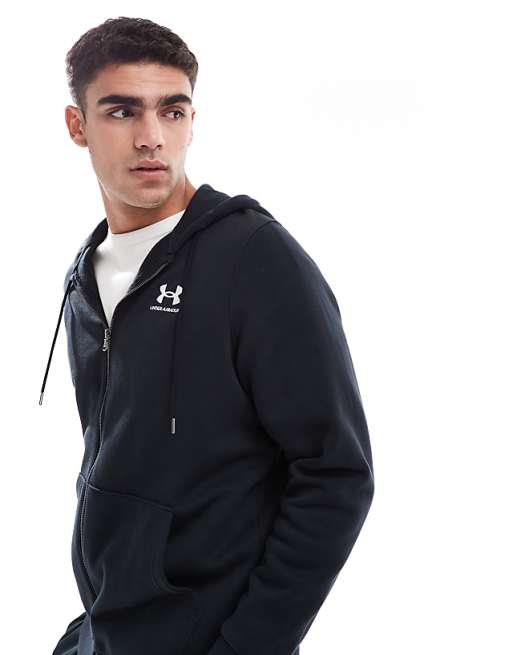 Under Armour Essential Fleece Full Zip Hoodie In Black