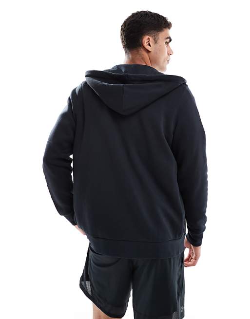 Under Armour Essential Fleece Full Zip Hoodie In Black