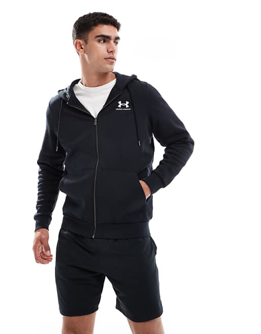 Under Armour Essential Fleece full zip hoodie in black