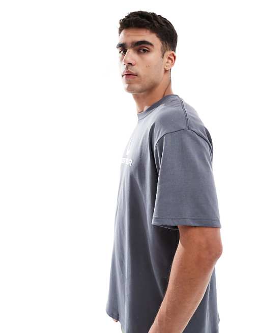 Under Armour Logo T-shirt In Castlerock Grey And White
