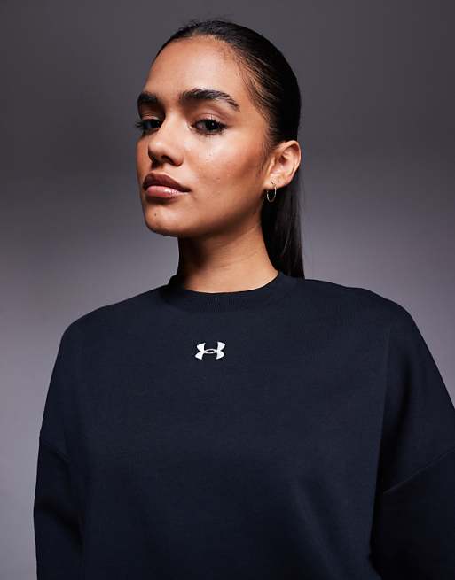 Under Armour Rival Fleece Oversized Sweatshirt In Black