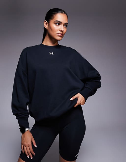 Under Armour Rival Fleece Oversized Sweatshirt In Black