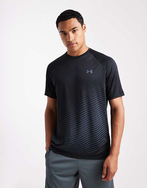 Under Armour Tech fade t-shirt in black and titan grey