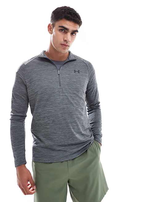 Under Armour Tech textured half-zip in castlerock grey