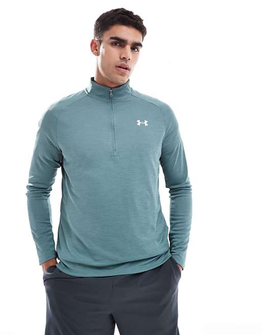 Under Armour Tech textured half-zip in jasper blue