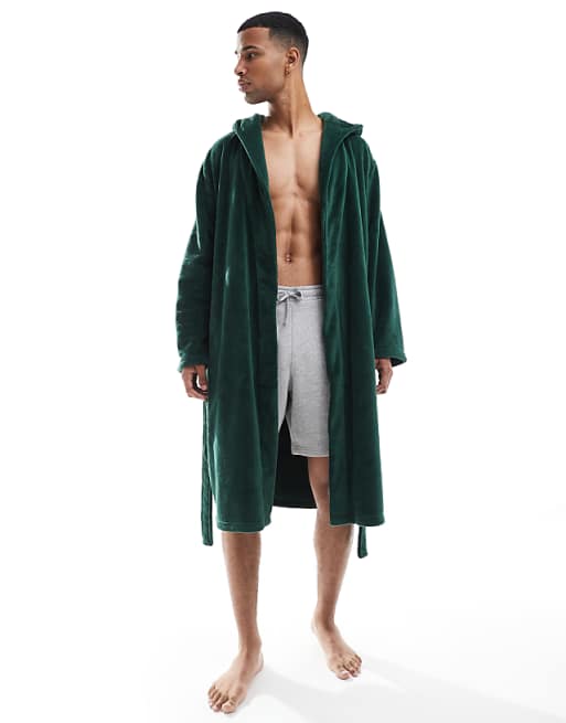 Urban Threads Fleece Robe In Forest Green
