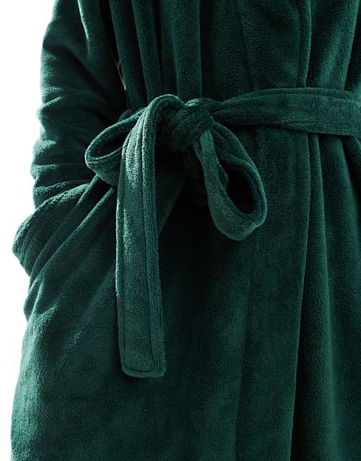 Urban Threads Fleece Robe In Forest Green