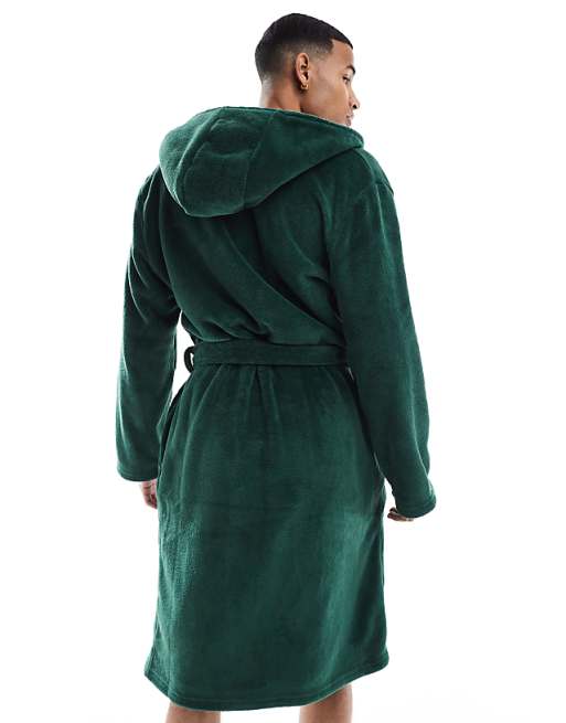 Urban Threads Fleece Robe In Forest Green