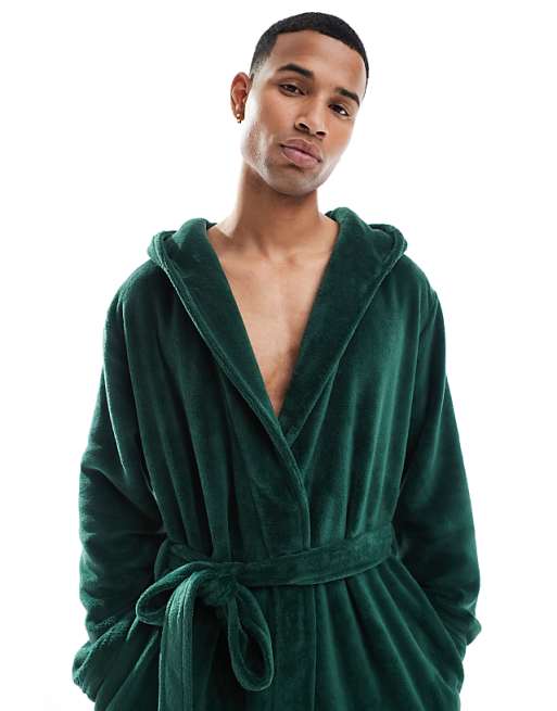 Urban Threads fleece robe in forest green