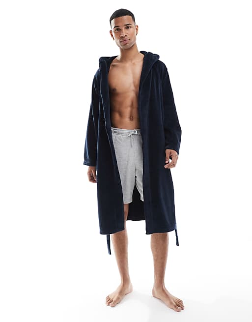 Urban Threads Fleece Robe In Navy