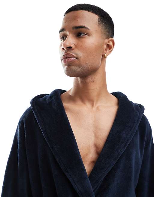 Urban Threads Fleece Robe In Navy