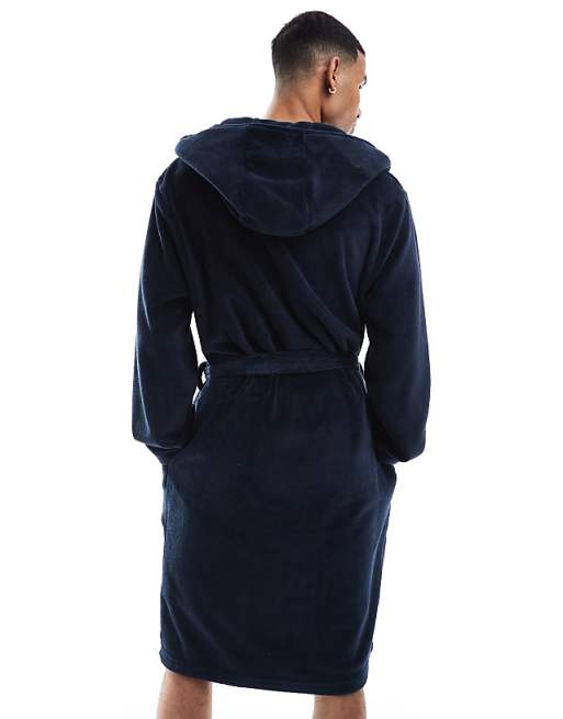 Urban Threads Fleece Robe In Navy