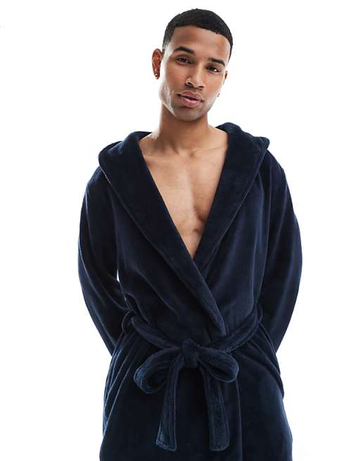 Urban Threads fleece robe in navy