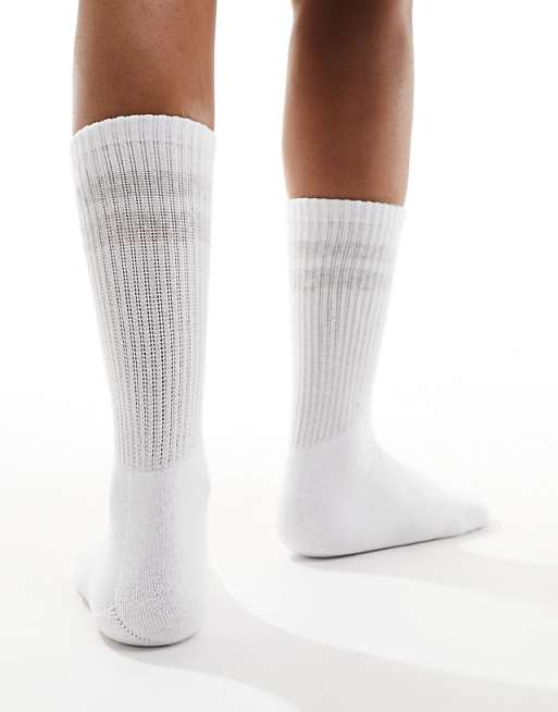 Vero Moda Sporty Ribbed Socks In White And Grey