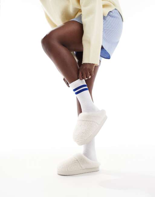 Vero Moda Sporty Ribbed Socks In White And Surf Blue