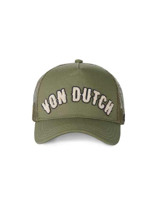 Von Dutch Trucker Cap With Boucle Logo In Green