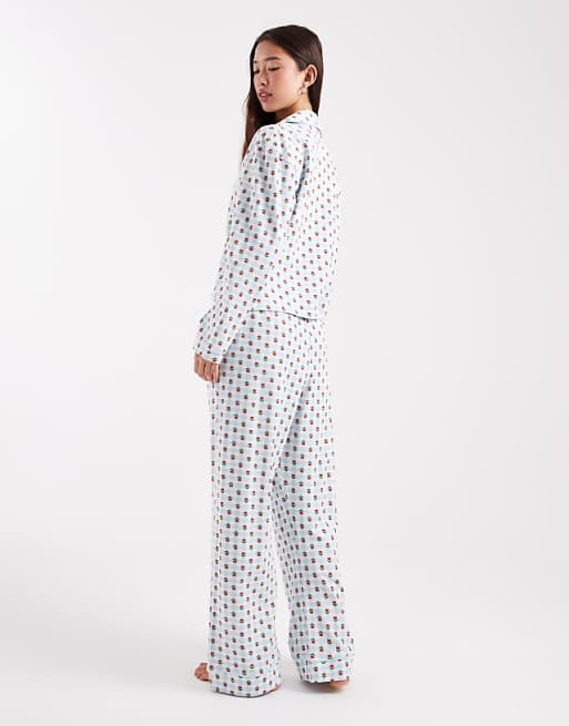 Wednesday's Girl Long Sleeve Shirt And Trouser Pyjama Set In Floral Print
