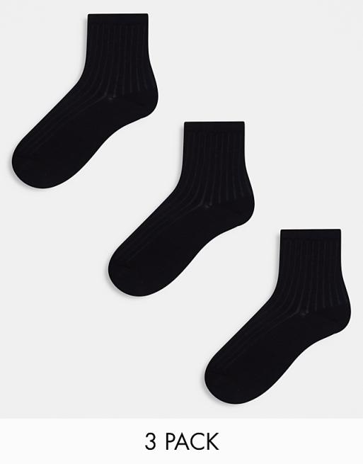 Weekday Bella 3-pack ribbed socks in black