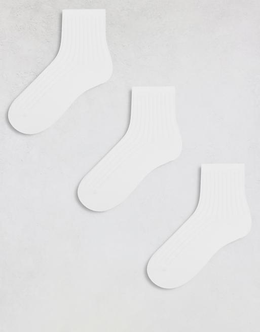 Weekday Bella 3-pack ribbed socks in white