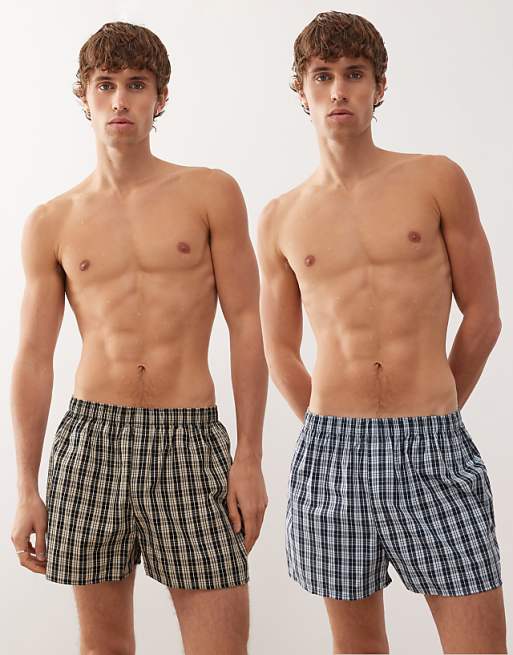Weekday boxer shorts 2-pack in blue and yellow check