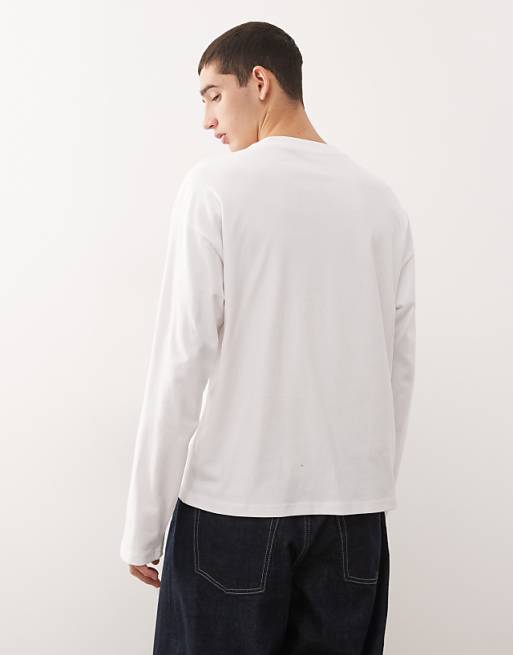 Weekday Boxy Fit Long Sleeve T-shirt In White