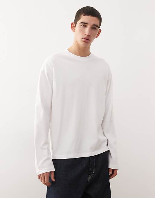 Weekday boxy fit long sleeve t-shirt in white