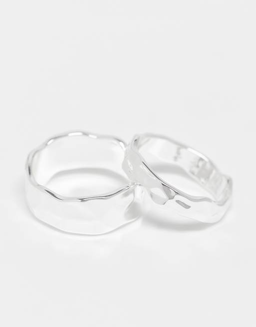 Weekday Hammered Ring 2-pack In Silver