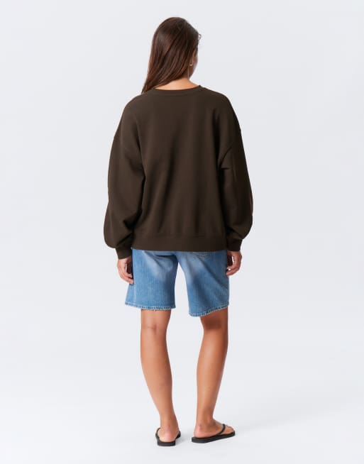 Weekday Oversized Slouchy Sweatshirt In Dark Brown