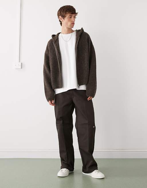 Weekday Premium Wool Blend Knitted Hoodie In Brown
