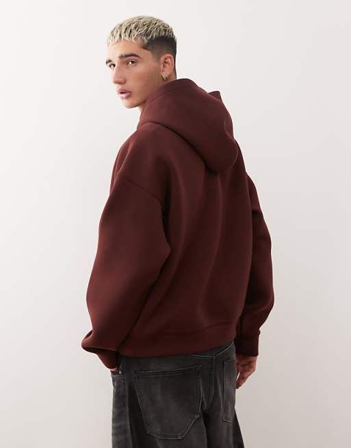 Weekday Simon Hoodie In Burgundy In Scuba-style Fabric