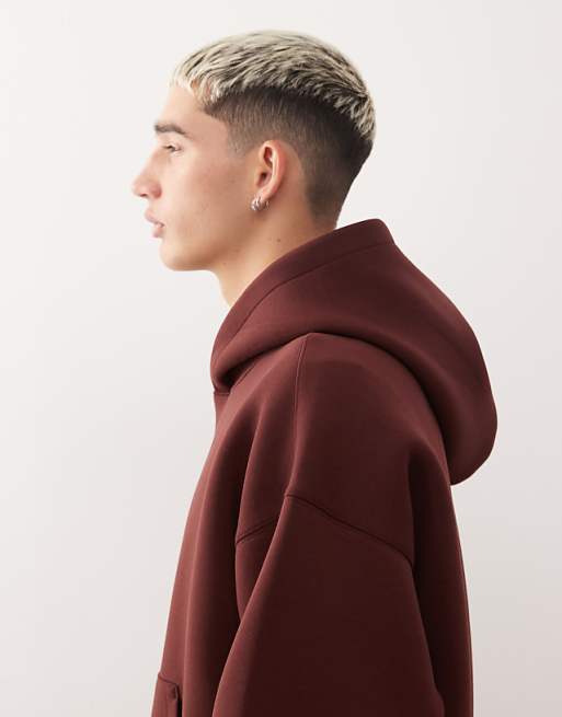 Weekday Simon Hoodie In Burgundy In Scuba-style Fabric