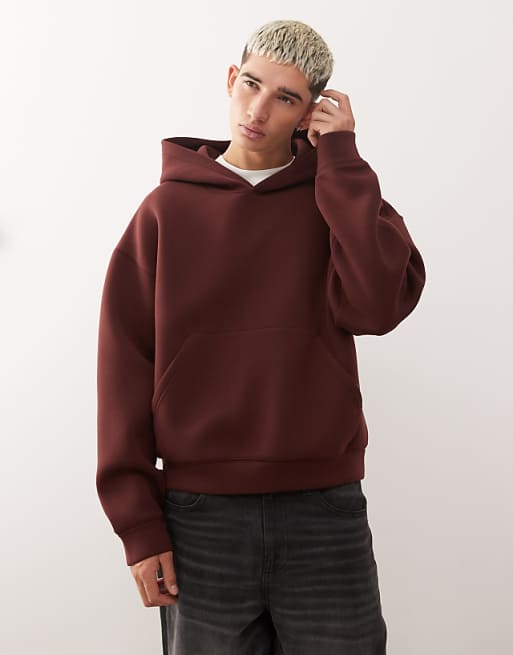 Weekday Simon hoodie in burgundy in scuba-style fabric