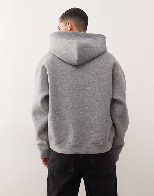 Weekday Simon Hoodie In Grey Melange In Scuba-style Fabric