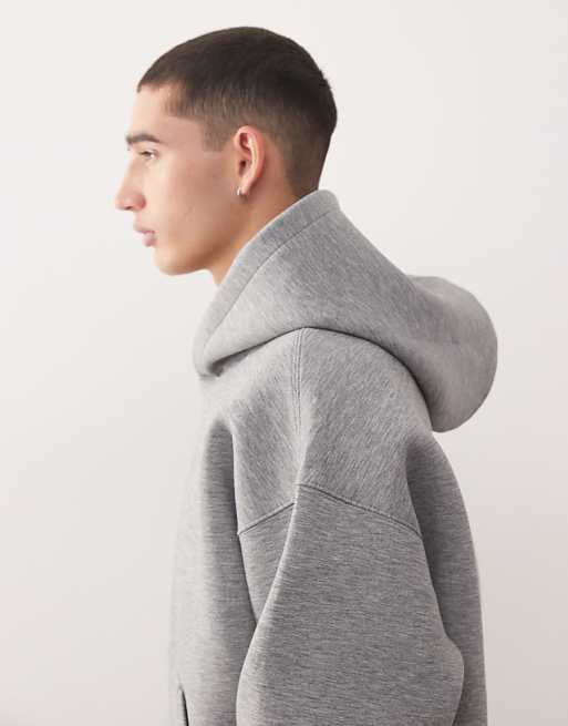 Weekday Simon Hoodie In Grey Melange In Scuba-style Fabric