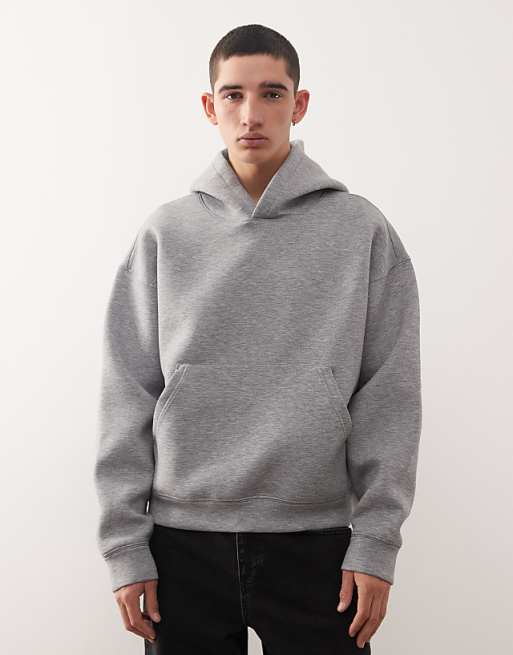 Weekday Simon hoodie in grey melange in scuba-style fabric