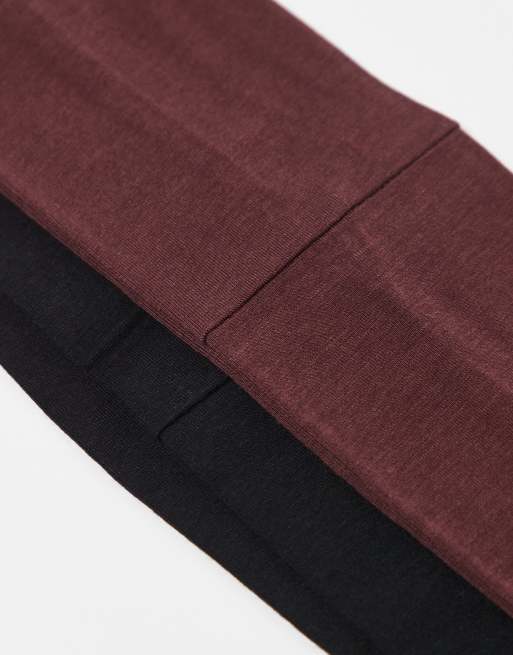 Weekday Wide Jersey Headband 2-pack In Black & Burgundy Exclusive To ASOS