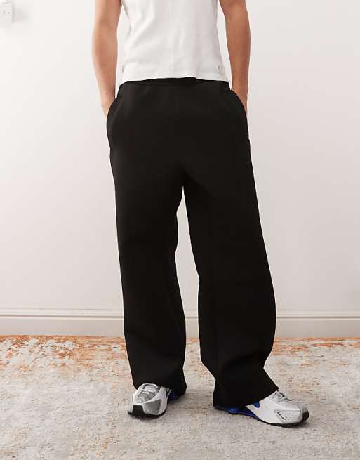Weekday Wide Leg Black Joggers In Scuba-style Fabric
